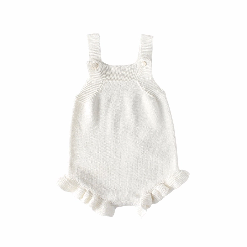 Baby Baby Romper Google Knit knit romper knits Knitwear Sale SS2023 Ruffled Hem Knit Romper || Pure White Isla + Bo