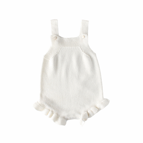 Baby Baby Romper Google Knit knit romper knits Knitwear Sale SS2023 Ruffled Hem Knit Romper || Pure White Isla + Bo
