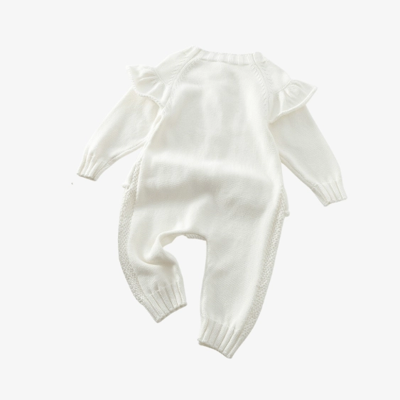 AW2023 Baby Baby Jumpsuit Google Knit Knit Jumpsuit Knitwear new POS Sale Toddler toddler jumpsuit Ruffles n' Frills Knit Jumpsuit || Cloud White Isla + Bo
