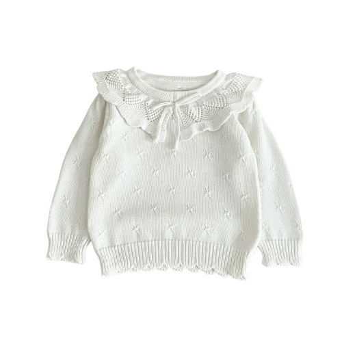 AW2023 Baby Baby Sweater Google Knit Knit Sweater Knit Top knits Knitwear new POS Sale Toddler Toddler Sweater Lotus Lapel Knit Pullover || Milk + Beachwood Isla + Bo