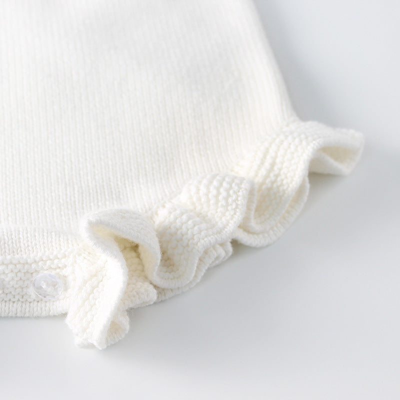 Baby Baby Romper Google Knit knit romper knits Knitwear Sale SS2023 Ruffled Hem Knit Romper || Pure White Isla + Bo