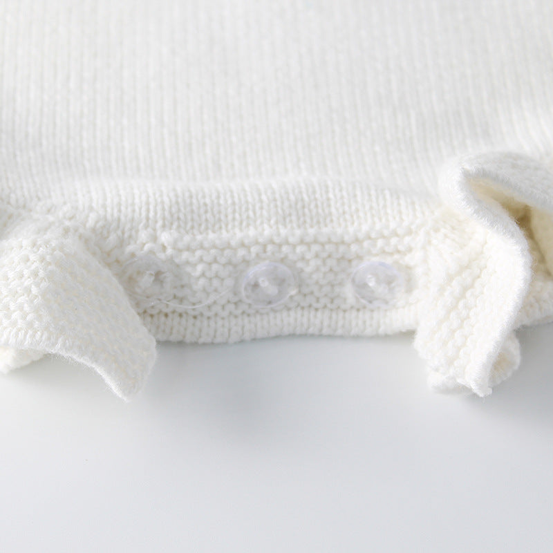 Baby Baby Romper Google Knit knit romper knits Knitwear Sale SS2023 Ruffled Hem Knit Romper || Pure White Isla + Bo