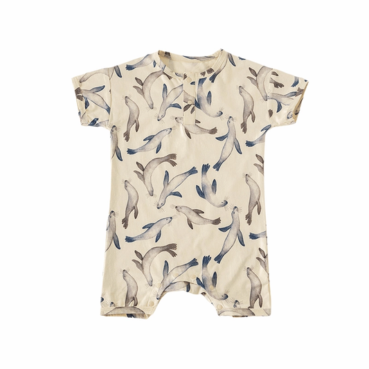 Baby Baby Romper Cotton Cotton Romper Google Sale seal splash SS2023 Cotton Shorty Romper || Seal Splash Isla + Bo