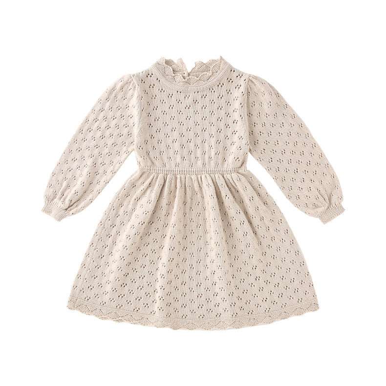 AW2023 Baby Baby Dress Google Kids Kids Dress Knit Knit Dress Knitwear new POS Sale Toddler Toddler Dress Pointelle Cinched Girls Dress || Ivory Isla + Bo