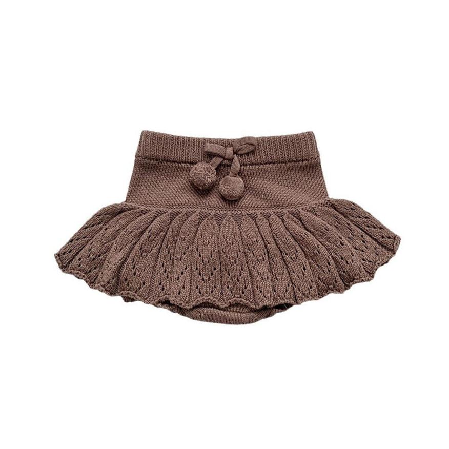 Playful Pom Pom Skirted Knit Bummie- CLEARANCE
