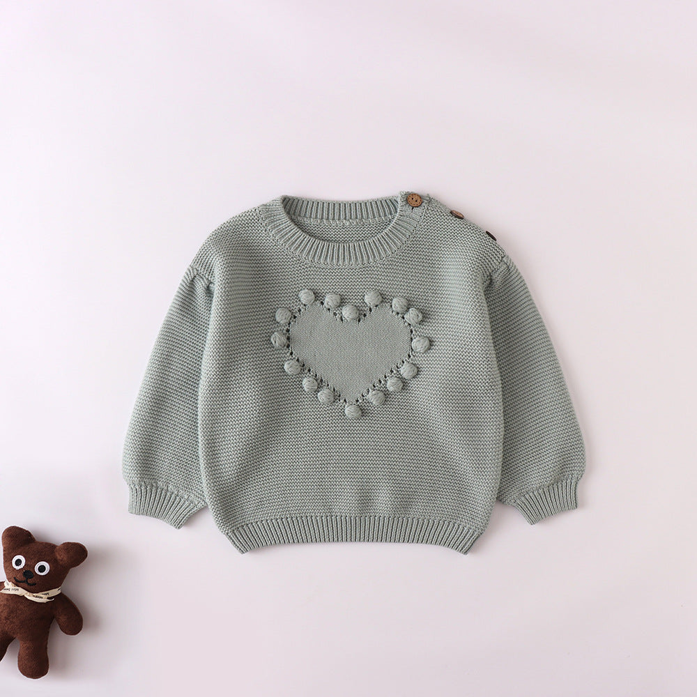 Pom Pom Heart Knit Pullover- CLEARANCE