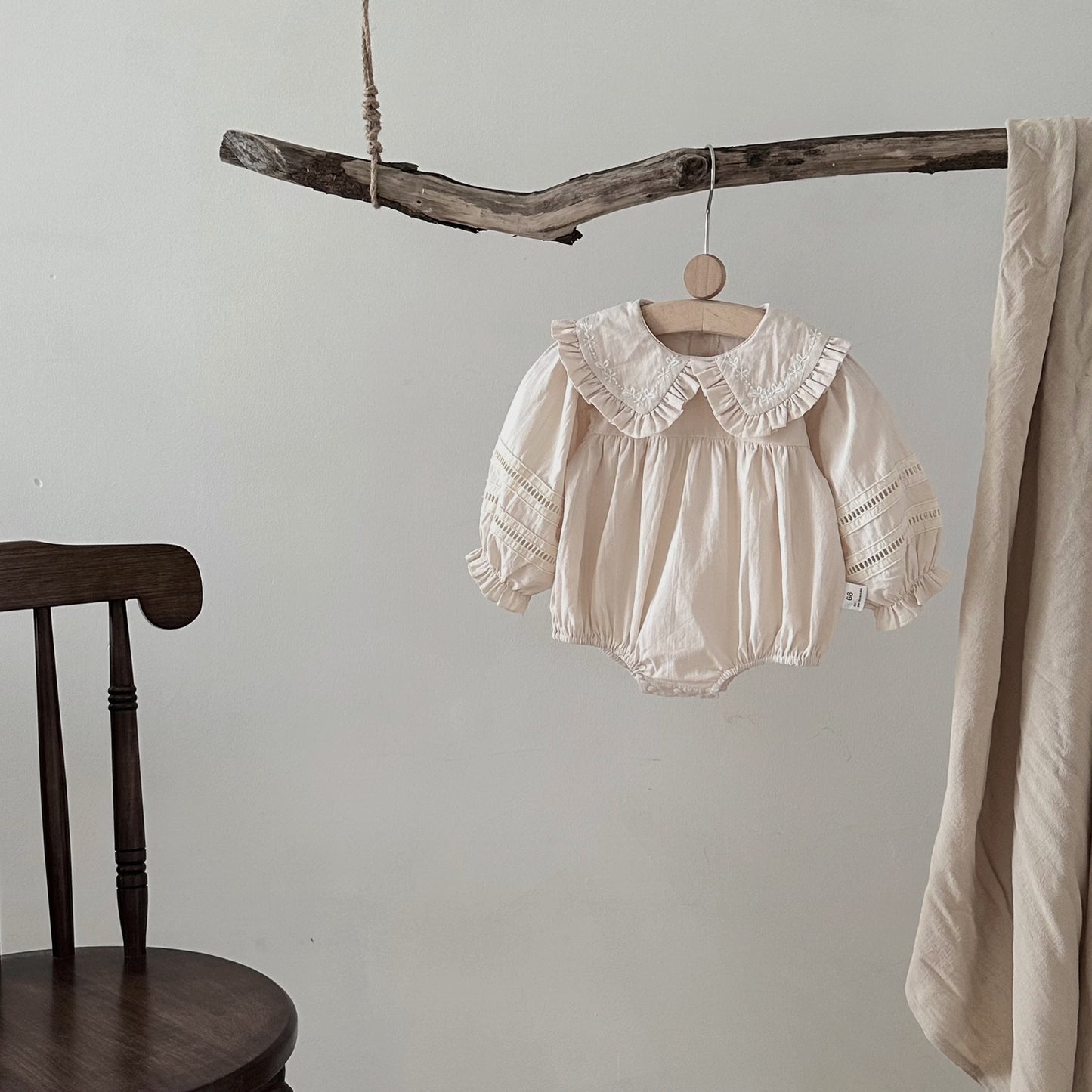 Elegant Cotton Linen Long-Sleeve Romper- CLEARANCE