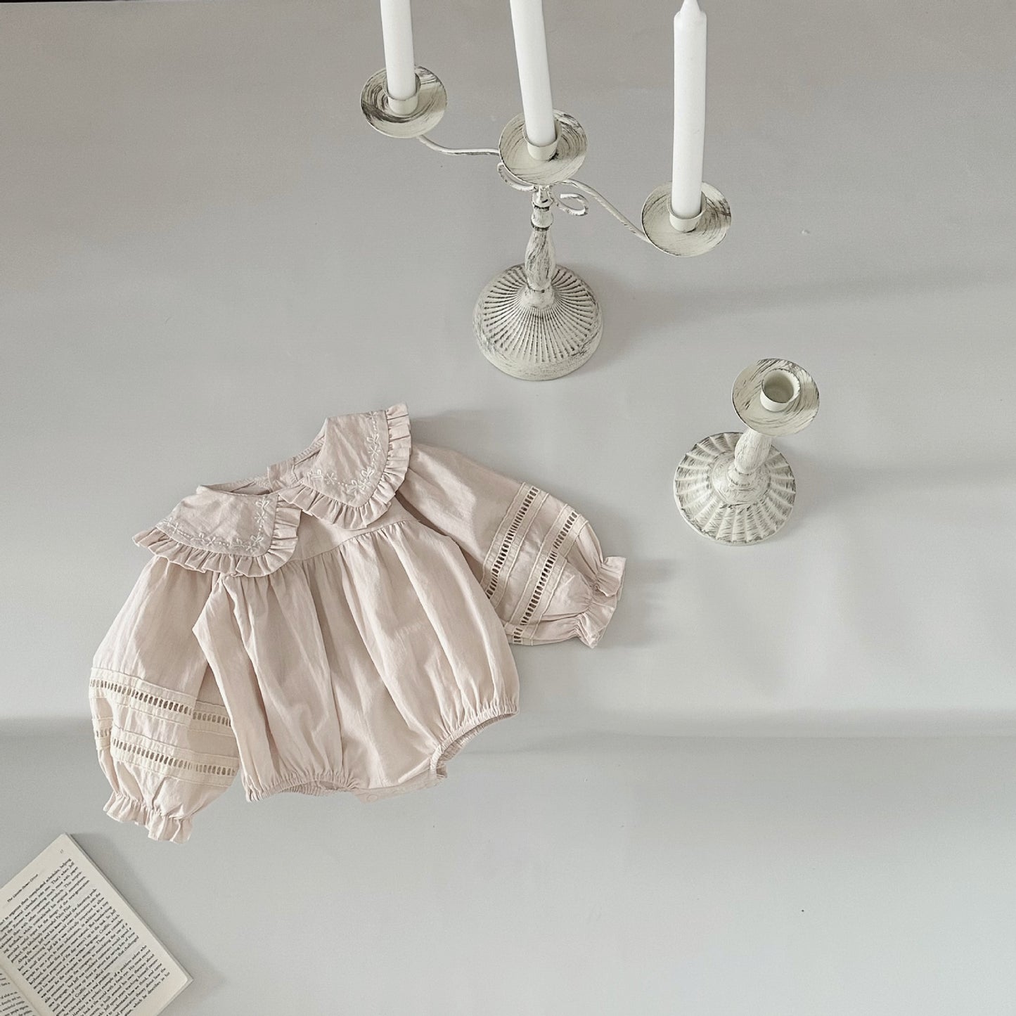 Elegant Cotton Linen Long-Sleeve Romper- CLEARANCE
