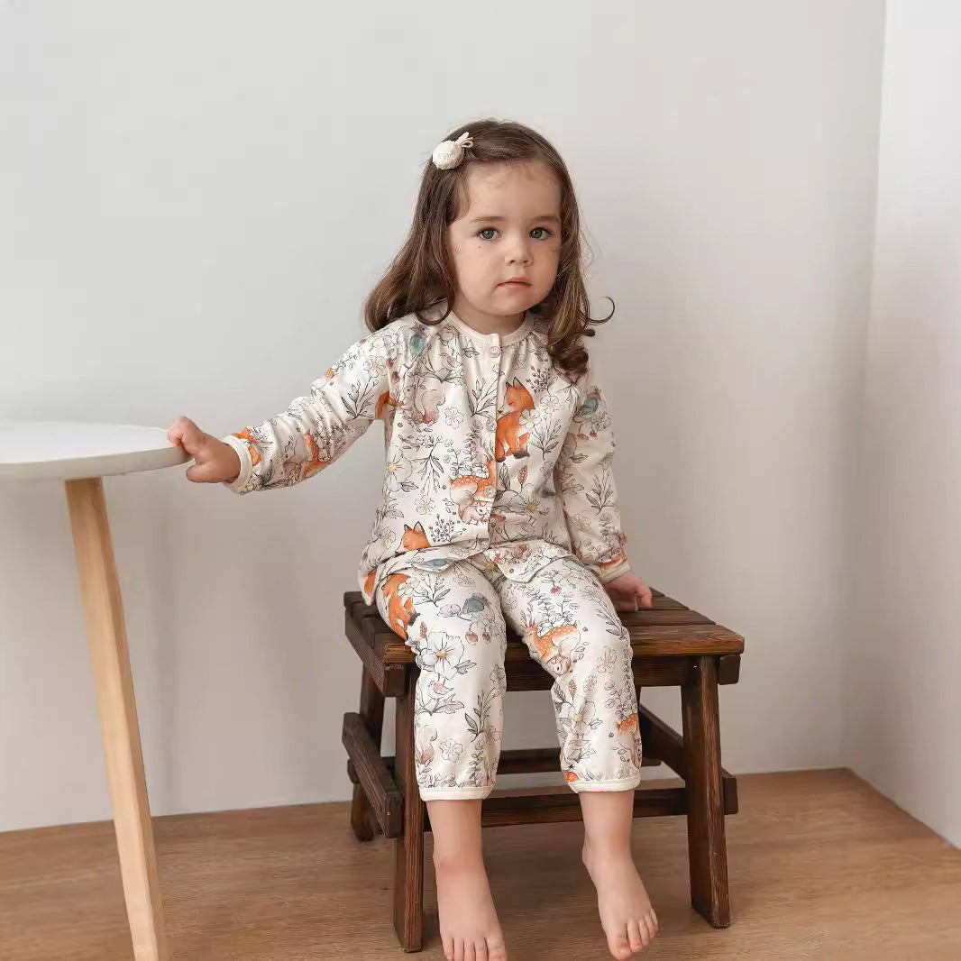 Fox and Friends Cotton Pajama Set - 2 Piece Button Front- CLEARANCE