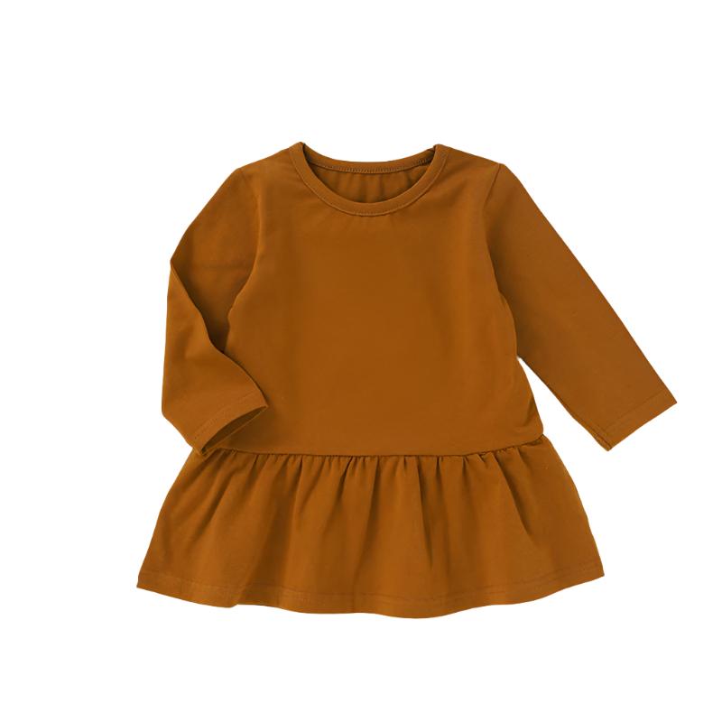 Organic Cotton Long Sleeve Ruffled Hem Dress- CLEARANCE