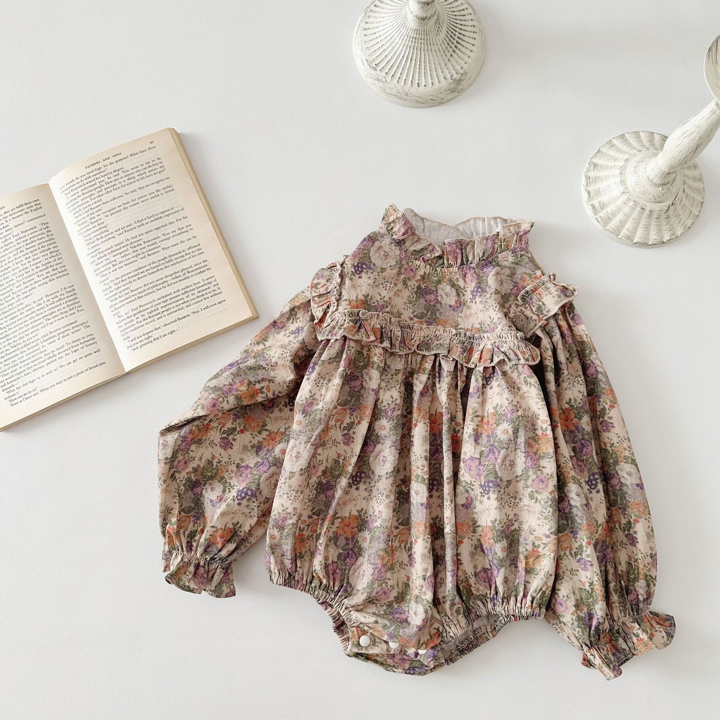 Vintage Nordic Blossom Bubble Romper- CLEARANCE
