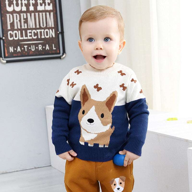 Isla + Bo Toddler and Kids Knit Corgi Pullover Baby knit sweater, Toddler pullover, Corgi design, Blue and red options, Versatile kids' clothing, Comfortable baby wear, Durable toddler sweater, Playful children's fashion, Easy care baby apparel Trending Baby Clothes, Best Baby Clothes Brand