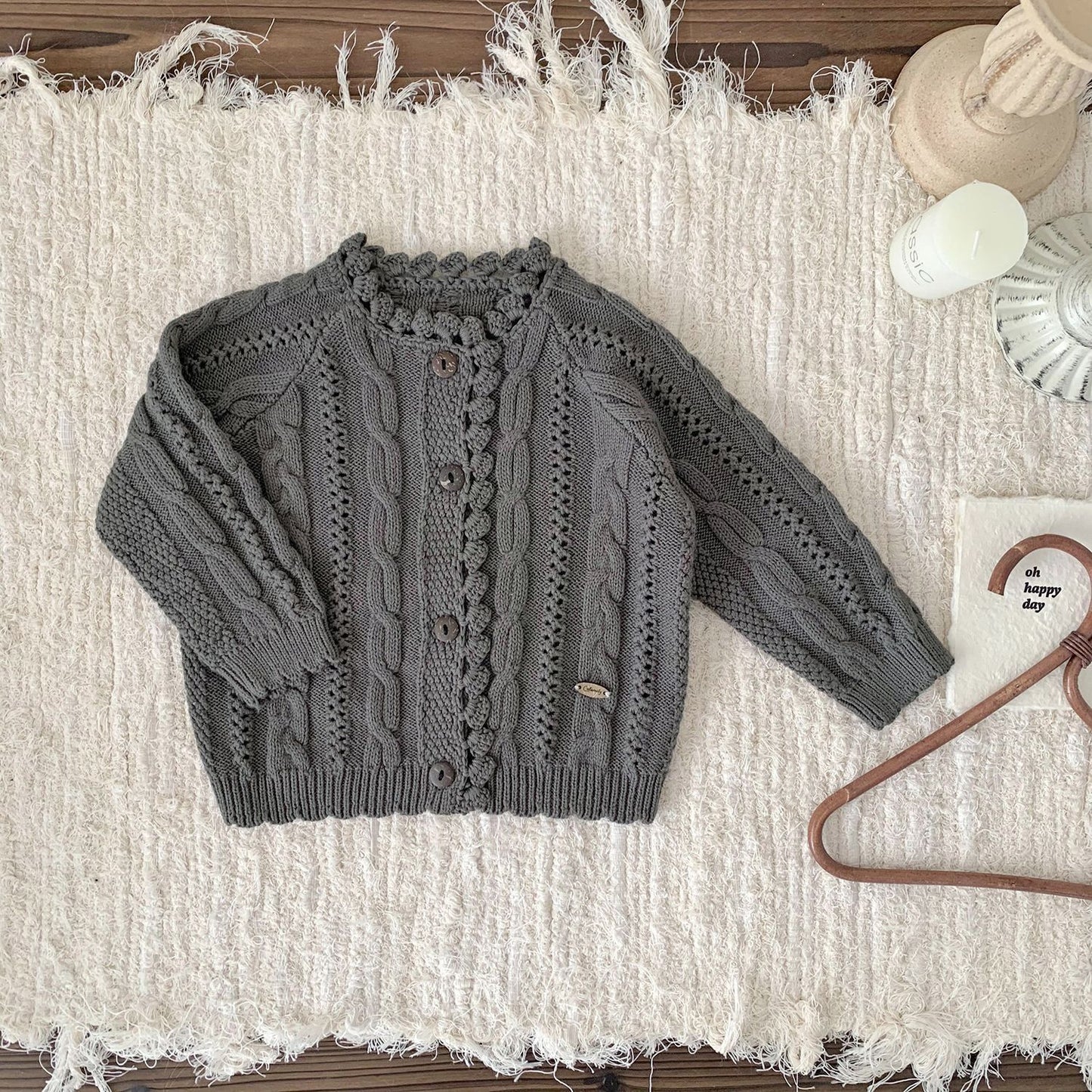 Vintage Baby Cable Knit Cardigan- CLEARANCE
