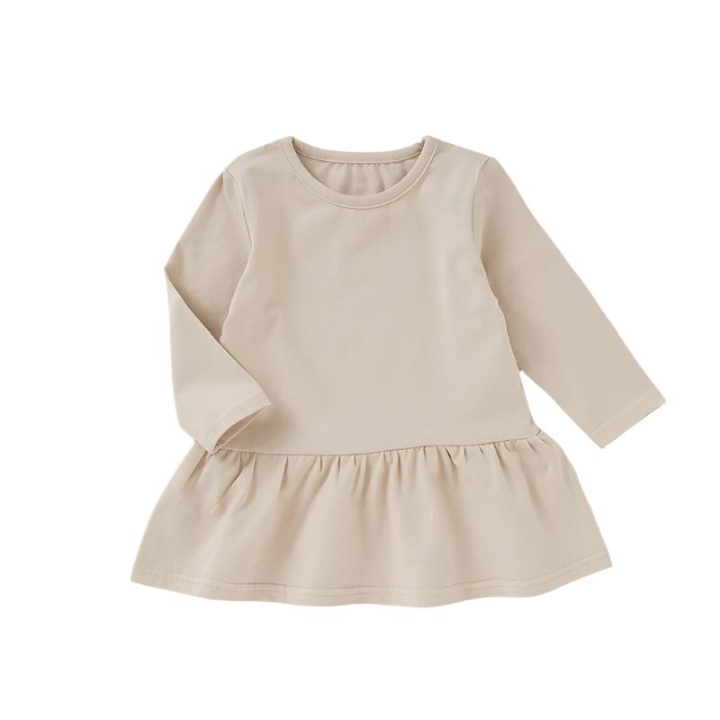 Organic Cotton Long Sleeve Ruffled Hem Dress- CLEARANCE