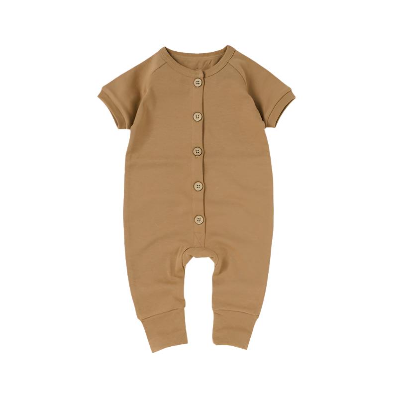 Organic Cotton Short Sleeve Button-Front Romper- CLEARANCE