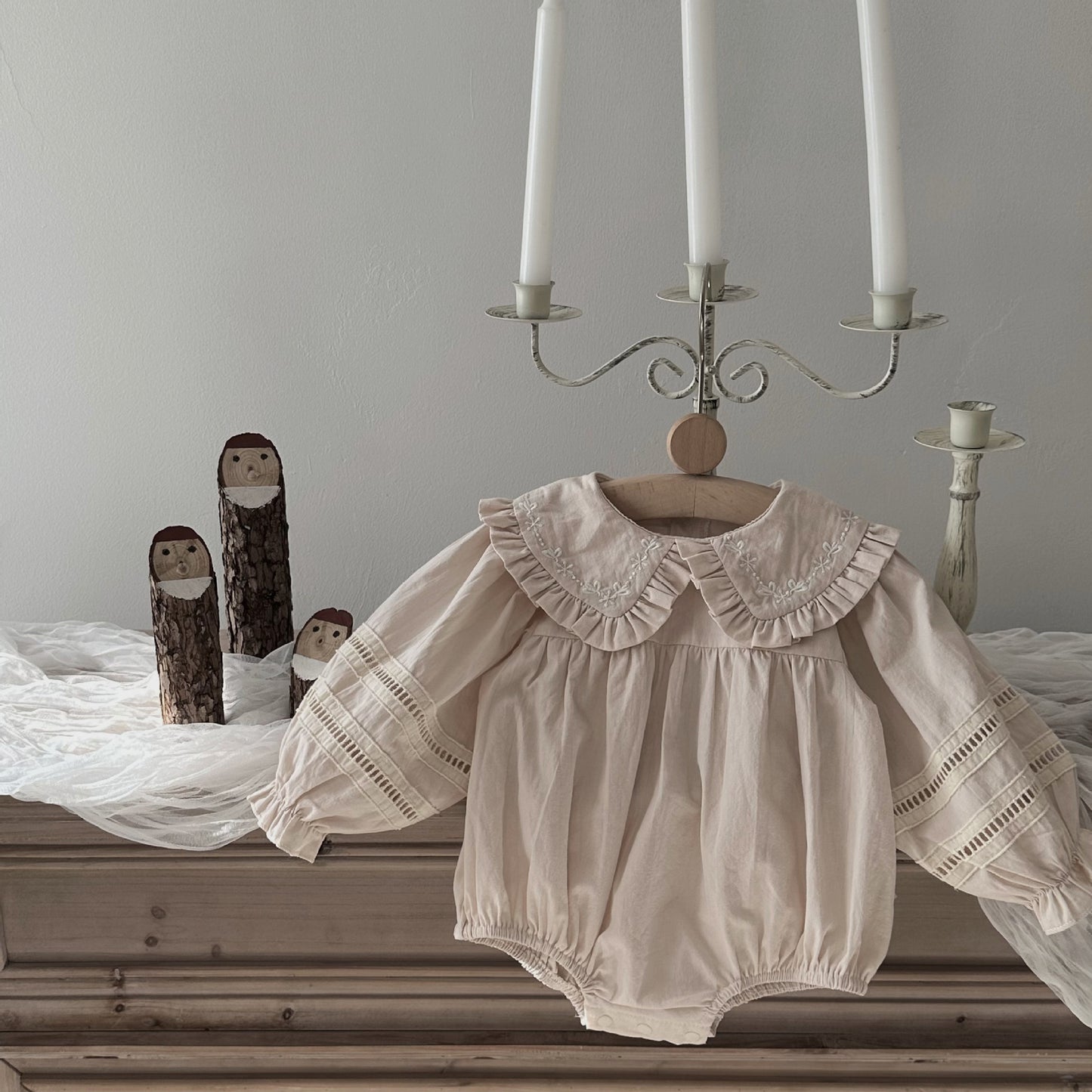 Elegant Cotton Linen Long-Sleeve Romper- CLEARANCE