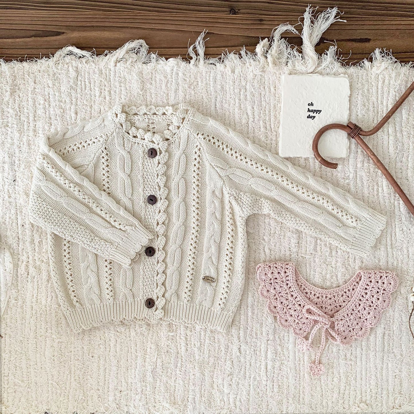 Vintage Baby Cable Knit Cardigan- CLEARANCE