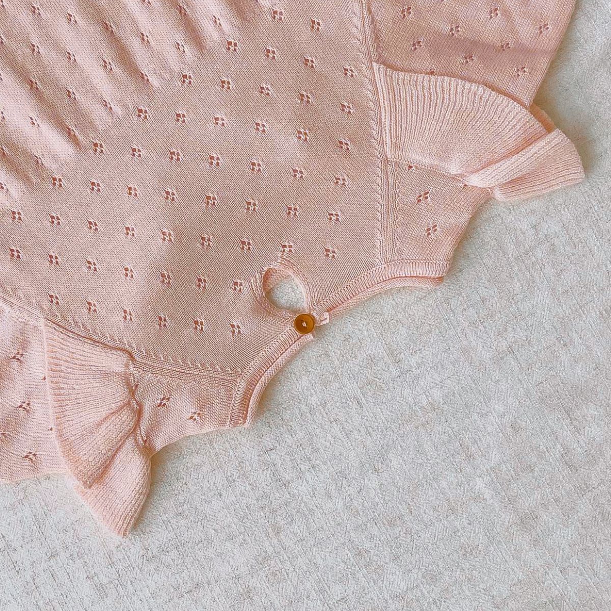 Pointelle Ruffle Knit Romper- CLEARANCE