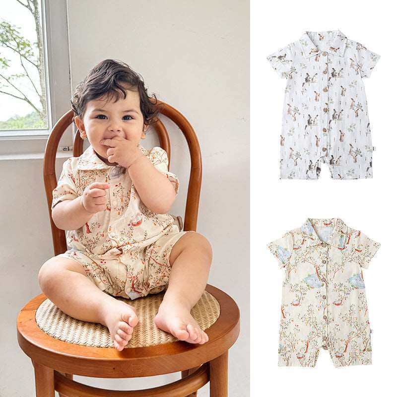 Baby baby cotton romper Cotton Romper Faire Google new Romper SS2024 Cotton Linen Short Sleeve Romper Isla + Bo