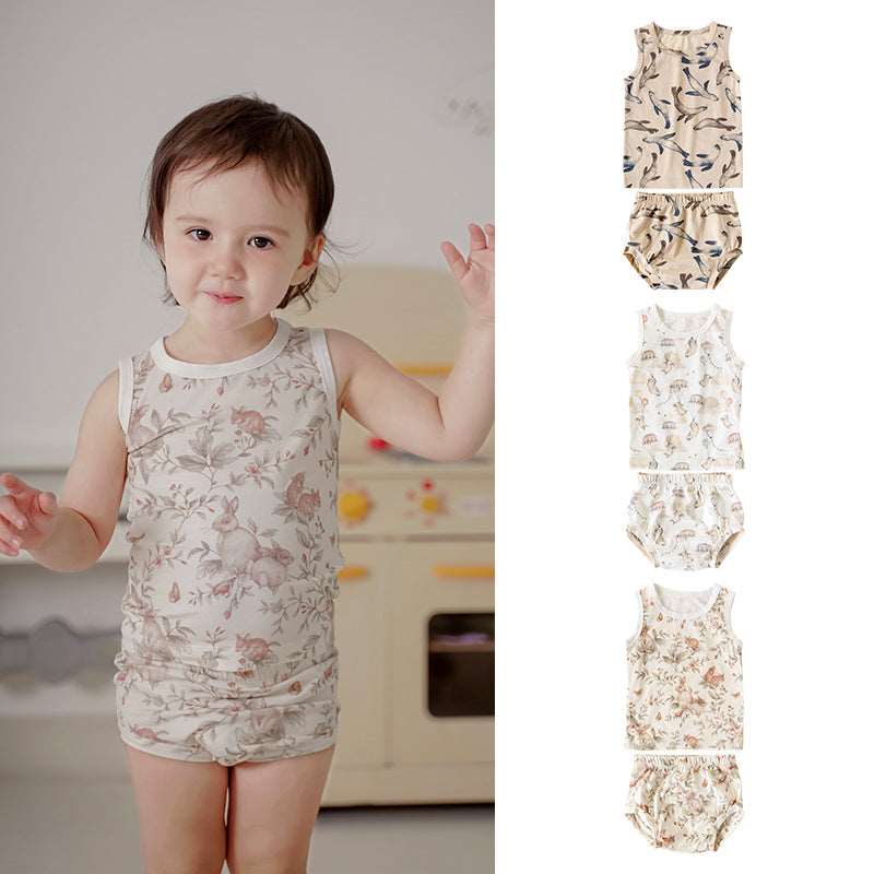 Baby Baby Set Cotton Cotton Set Google Sale set SS2023 Toddler toddler set Pure Cotton Tank Top & Bummie Set || Up & Away Isla + Bo