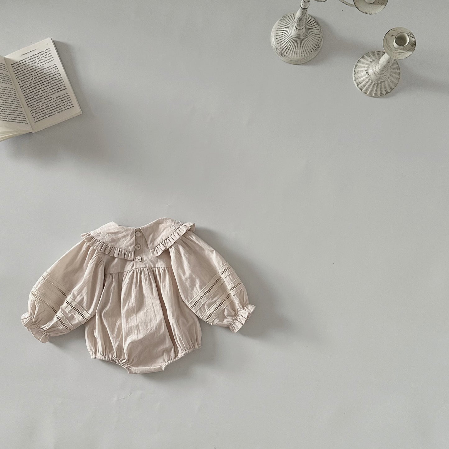 Elegant Cotton Linen Long-Sleeve Romper- CLEARANCE