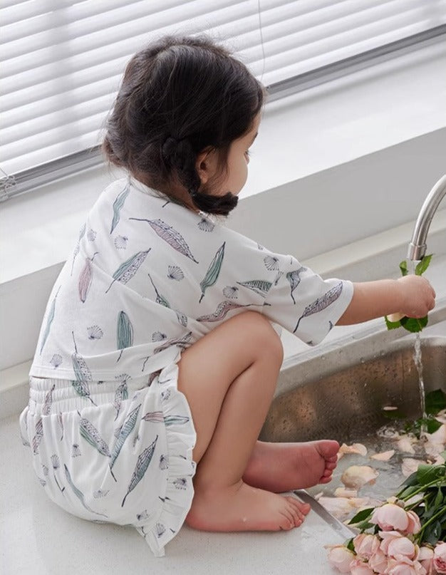 Baby baby bamboo baby bamboo set Baby Set Bamboo bamboo Set Faire Google new SS2024 Toddler toddler bamboo toddler bamboo set toddler set Bamboo Cotton Tee and Ruffle Shorts Set Isla + Bo