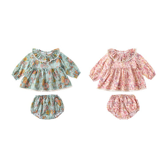 Long Sleeve Ruffle Baby Doll Dress with Bloomer Shorts