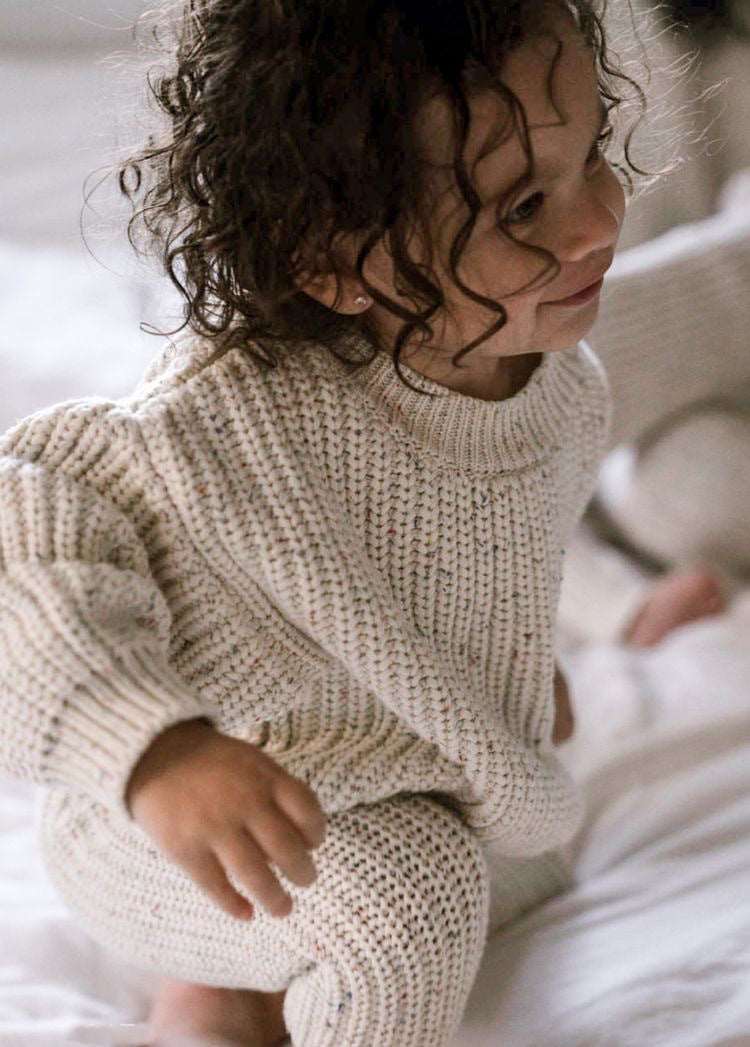 AW2023 Baby Baby Sweater Google Kids Kids Sweater Knit Pullover Knit Sweater knits Knitwear new POS Sale Toddler Toddler Sweater Pure Cotton Knit Pullover || Malted Milk Birthday Cake Isla + Bo