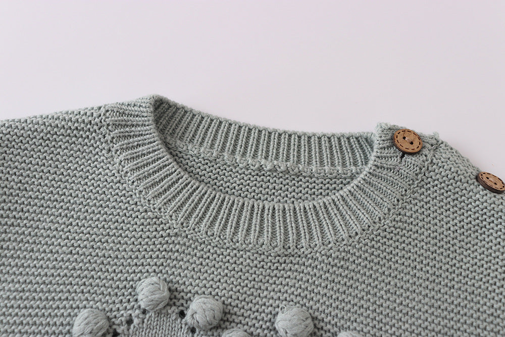 Pom Pom Heart Knit Pullover- CLEARANCE