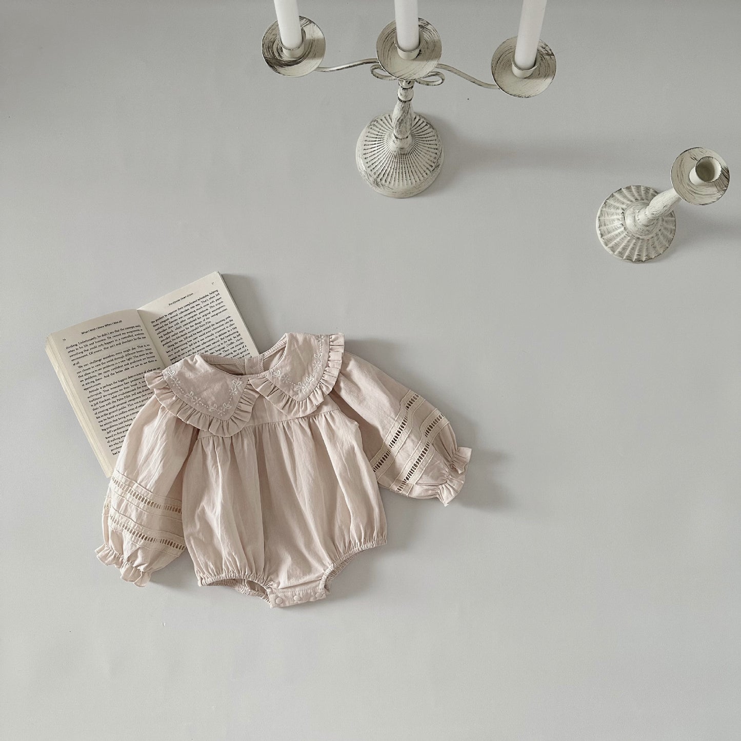 Elegant Cotton Linen Long-Sleeve Romper- CLEARANCE