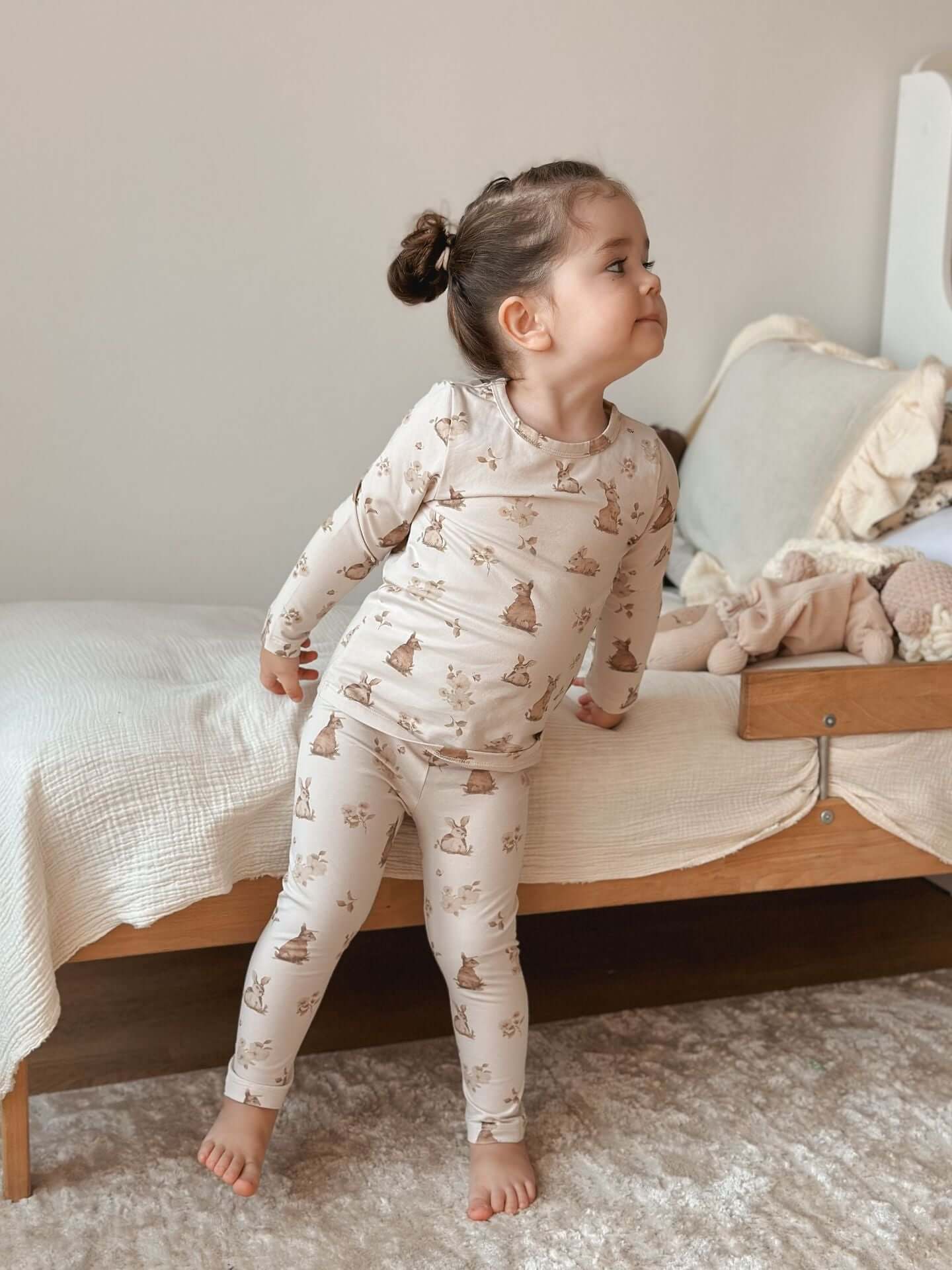 Nightwear Baby Nightgowns Girl Bunny Forge Long Sleeve Pajama Set