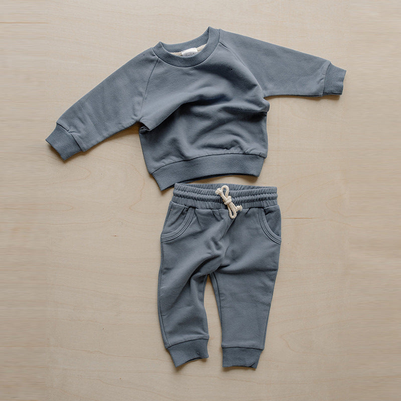 Children's 2pcs Cotton Sweatshirt & Joggers Set | Blue Haze