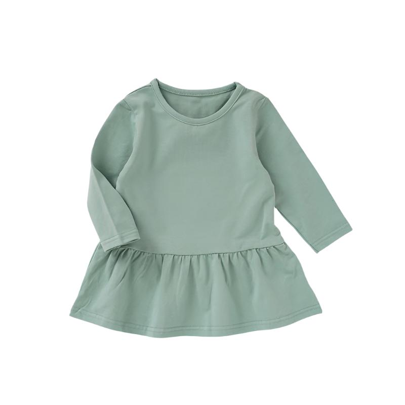 Organic Cotton Long Sleeve Ruffled Hem Dress- CLEARANCE
