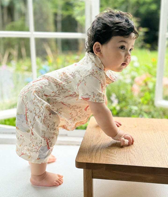 Baby baby cotton romper Cotton Romper Faire Google new Romper SS2024 Cotton Linen Short Sleeve Romper Isla + Bo