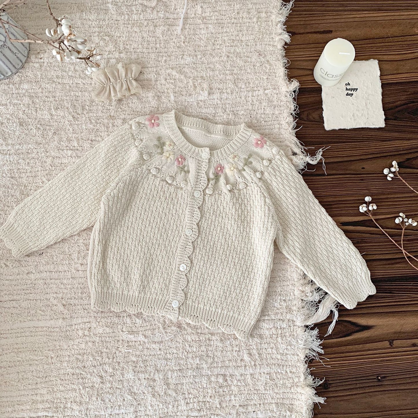 Floral Embroidered Knit Cardigan- CLEARANCE