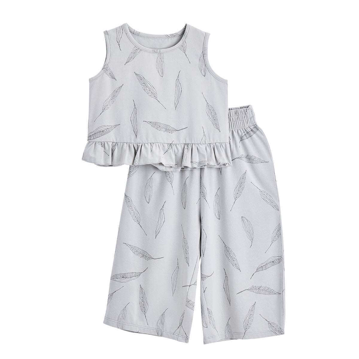 Baby baby bamboo set Baby Set bamboo Set Faire Google new SS2024 Toddler toddler set Bamboo Fiber Girls' Short-sleeved Wide-leg Pants Set Isla + Bo