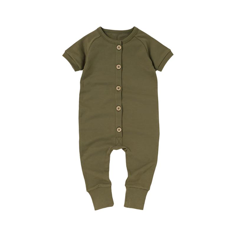 Organic Cotton Short Sleeve Button-Front Romper- CLEARANCE