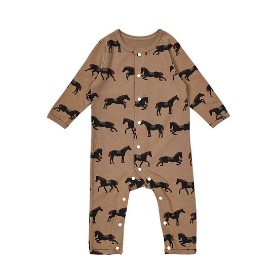 AW2023 Baby Baby Romper Cotton Cotton Romper Google new Organic Cotton POS Romper Sale Organic Cotton Button Front Romper || Pony Party Isla + Bo