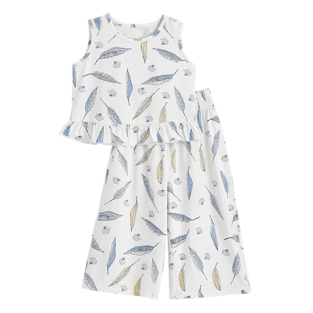 Baby baby bamboo set Baby Set bamboo Set Faire Google new SS2024 Toddler toddler set Bamboo Fiber Girls' Short-sleeved Wide-leg Pants Set Isla + Bo