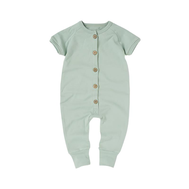 Organic Cotton Short Sleeve Button-Front Romper- CLEARANCE
