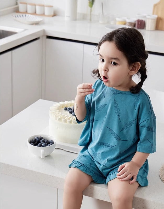 Baby baby bamboo baby bamboo set Baby Set Bamboo bamboo Set Faire Google new SS2024 Toddler toddler bamboo toddler bamboo set toddler set Bamboo Cotton Tee and Ruffle Shorts Set Isla + Bo