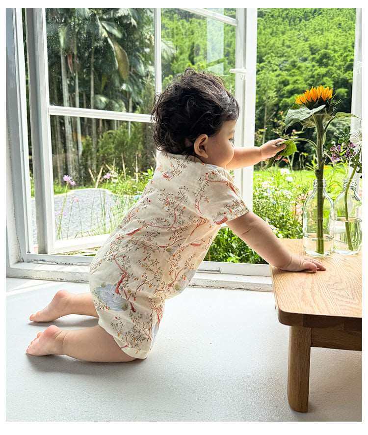Baby baby cotton romper Cotton Romper Faire Google new Romper SS2024 Cotton Linen Short Sleeve Romper Isla + Bo