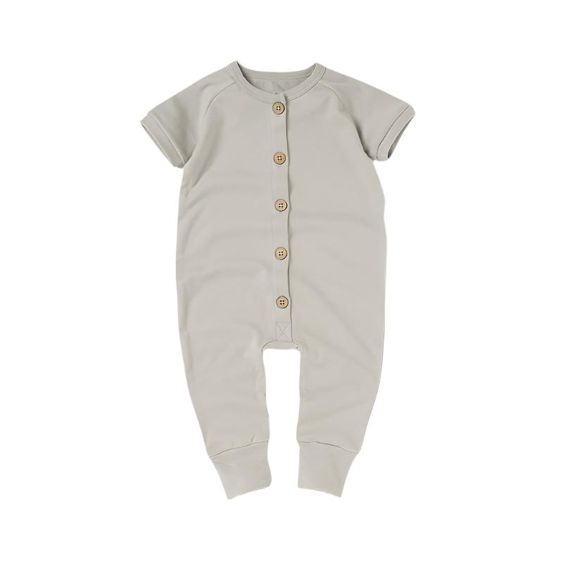 Organic Cotton Short Sleeve Button-Front Romper- CLEARANCE