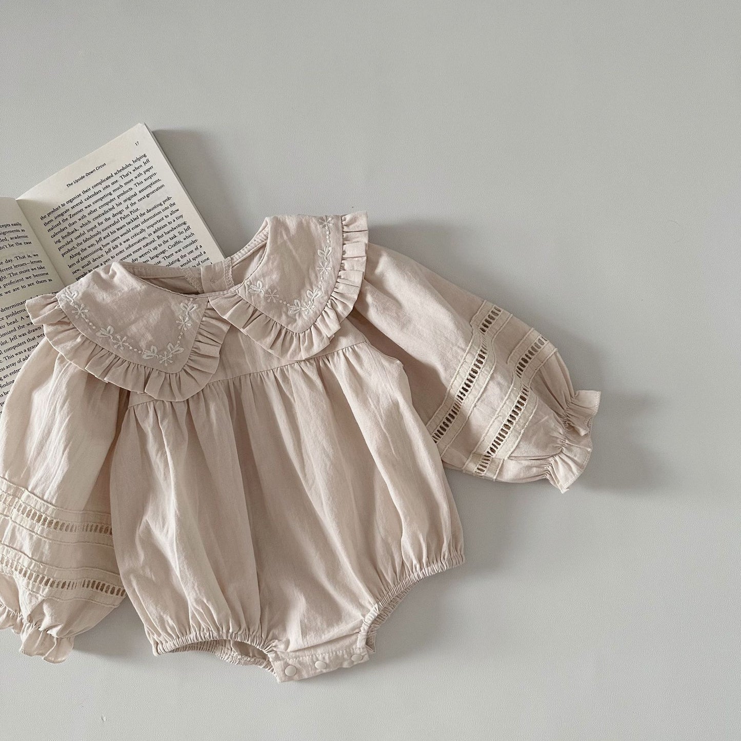 Elegant Cotton Linen Long-Sleeve Romper- CLEARANCE