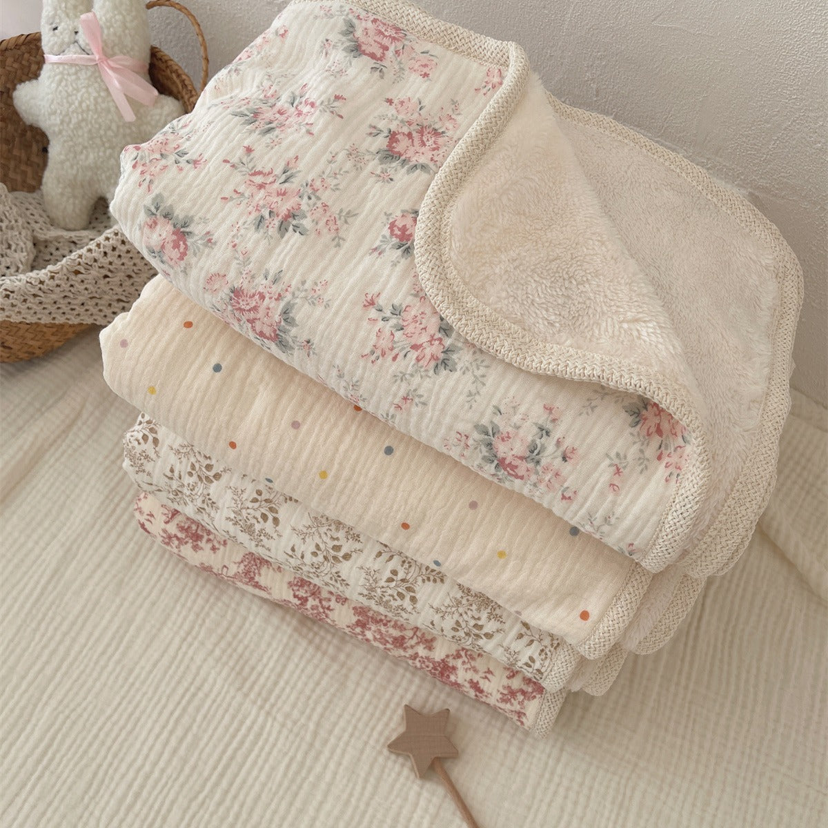 Vintage Plush lightweight Muslin Snuggle Blanket- CLEARANCE