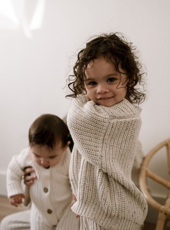 AW2023 Baby Baby Sweater Google Kids Kids Sweater Knit Pullover Knit Sweater knits Knitwear new POS Sale Toddler Toddler Sweater Pure Cotton Knit Pullover || Malted Milk Birthday Cake Isla + Bo