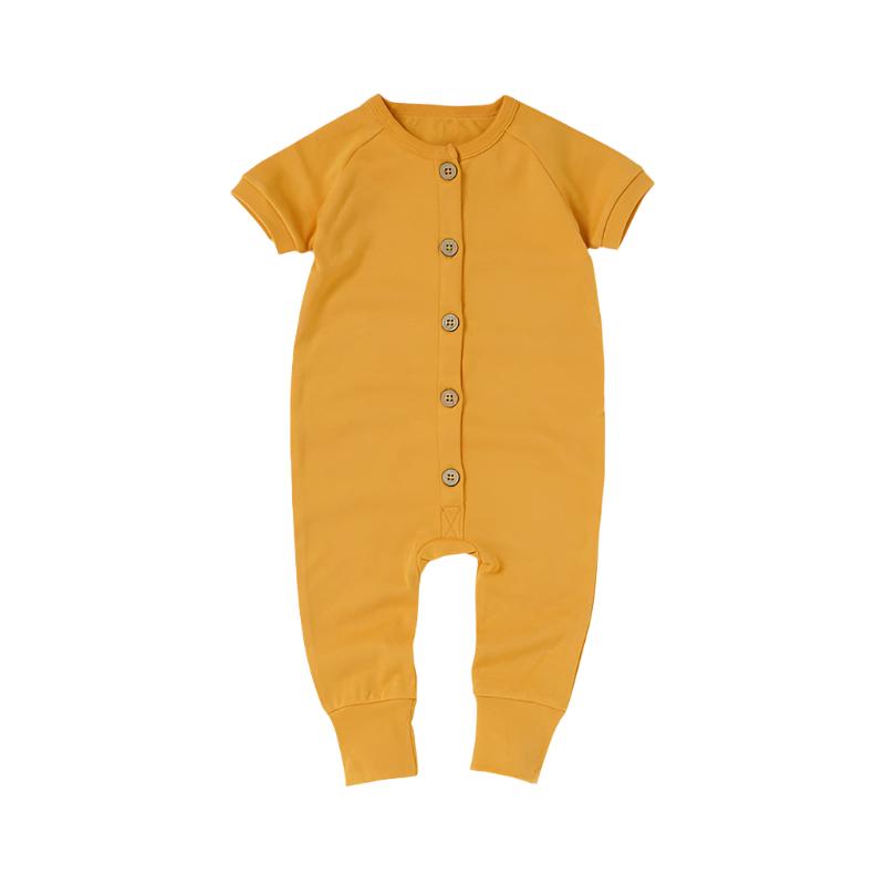 Organic Cotton Short Sleeve Button-Front Romper- CLEARANCE