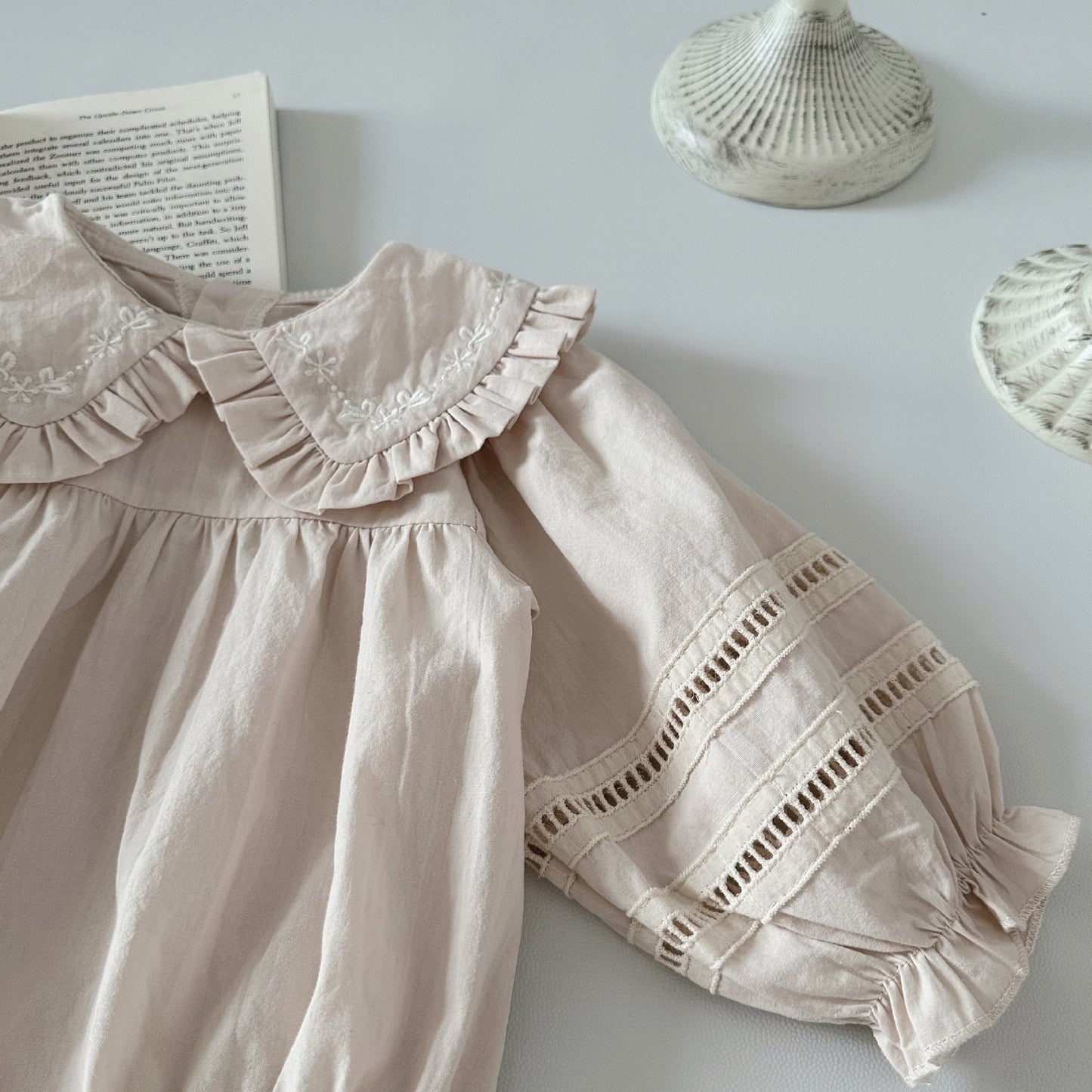 Elegant Cotton Linen Long-Sleeve Romper- CLEARANCE