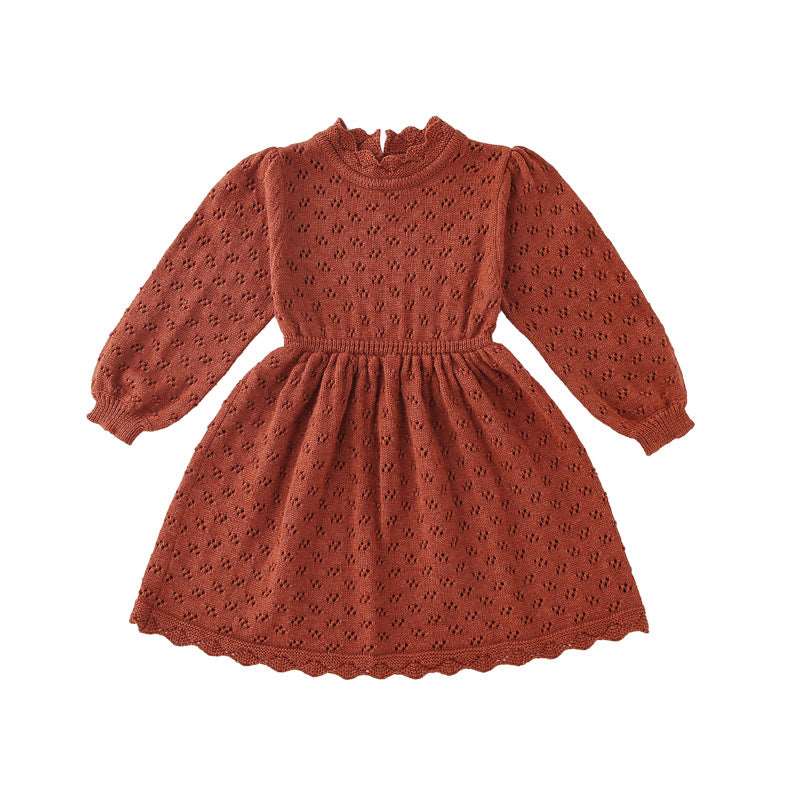 AW2023 Baby Baby Dress Google Kids Kids Dress Knit Knit Dress Knitwear new POS Sale Toddler Toddler Dress Pointelle Cinched Girls Dress || Ivory Isla + Bo