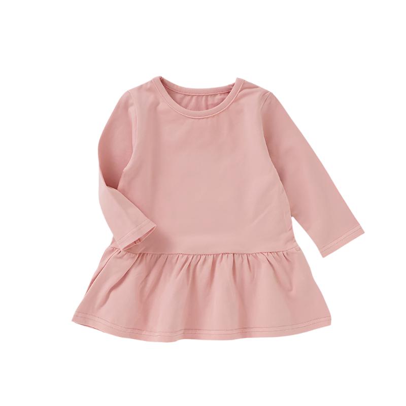 Organic Cotton Long Sleeve Ruffled Hem Dress- CLEARANCE